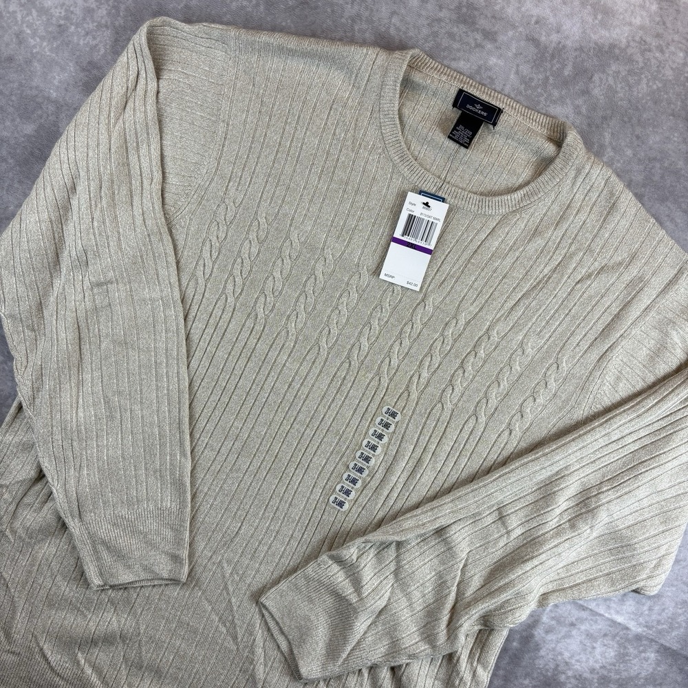 Dockers Sweater Mens 2XL‎ Beige Relaxed Fit Khaki Knit Crew Neck Pullover NEW